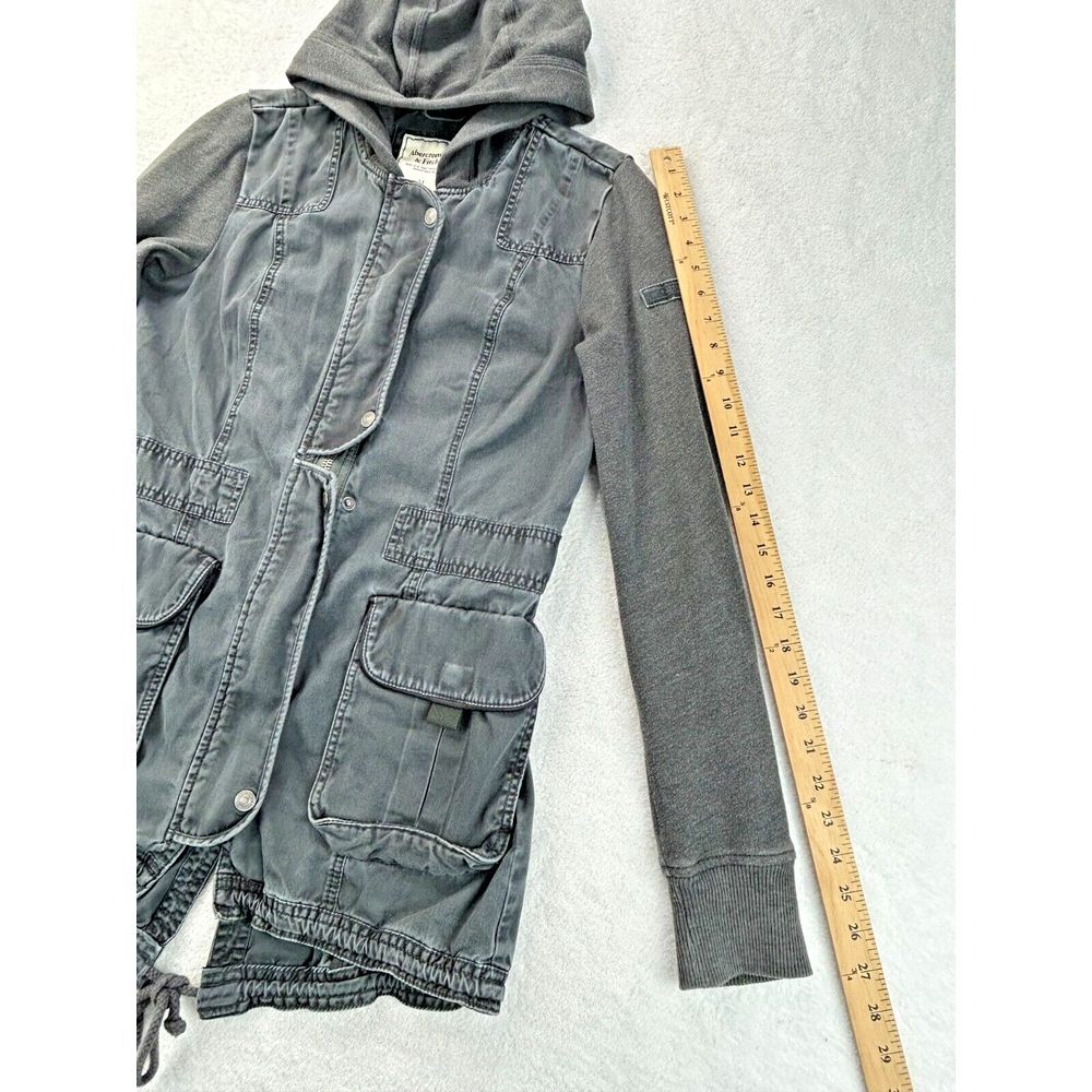 A&F Abercrombie & Fitch‎ Military Utility Hoodie Jacket Women M Gray - Picture 6 of 9